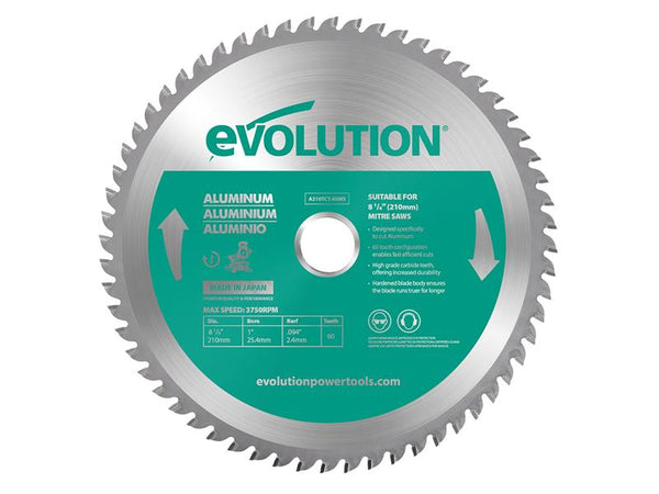 Aluminium Cutting Mitre Saw Blade 210 x 25.4mm x 60T