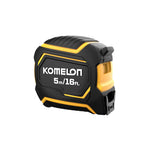 Komelon Extreme tape measure features - 3.7m stand-out, nylon-coated blade, rubber grip