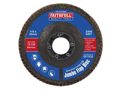 Zirconia Abrasive Jumbo Flap Disc 115 x 22mm 80 Grit