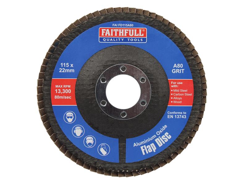 Aluminium Oxide Flap Disc 115 x 22mm 80 Grit
