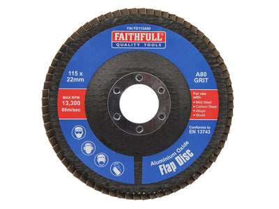 Aluminium Oxide Flap Disc 115 x 22mm 80 Grit