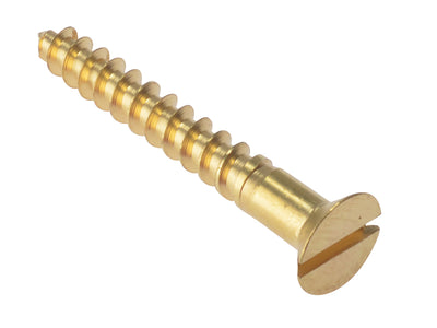 Wood Screw Slotted CSK Solid Brass 1/2in x 8 Box 200