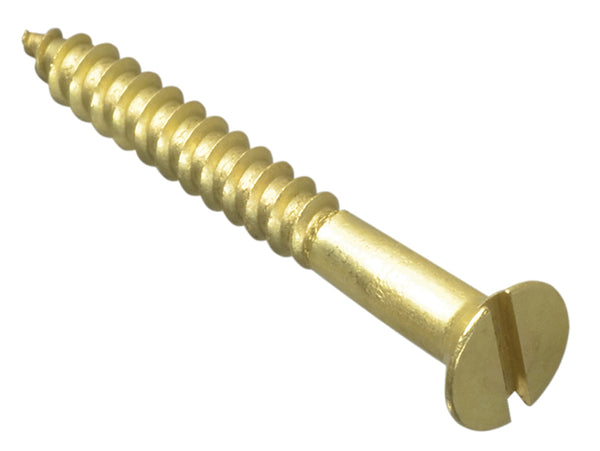 Wood Screw Slotted CSK Brass 1.1/2in x 8 ForgePack 10