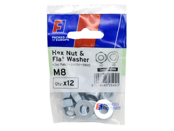 Nut & Washer M8 ForgePack 12