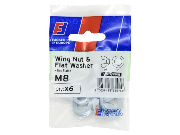 Wing Nut & Washer M8 ForgePack 6