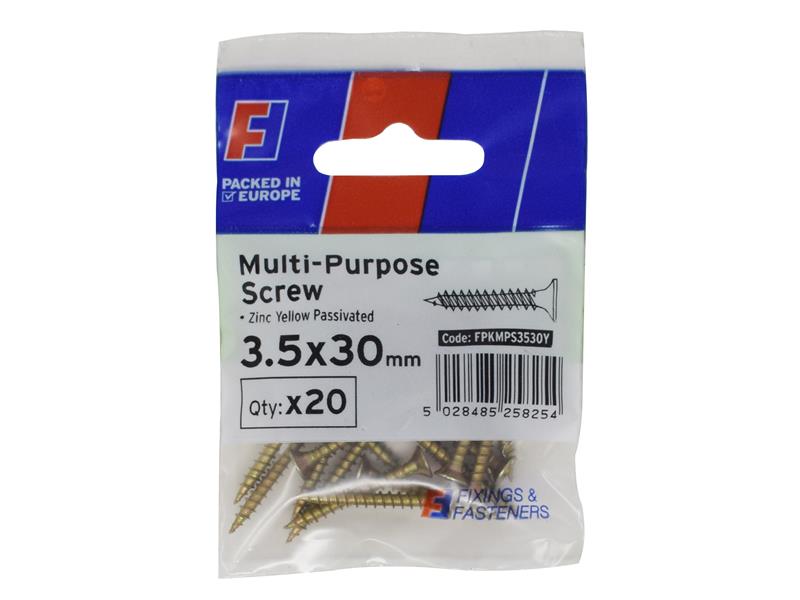 Multi-Purpose Pozi Screw CSK ST ZYP 3.5 x 30mm ForgePack 20