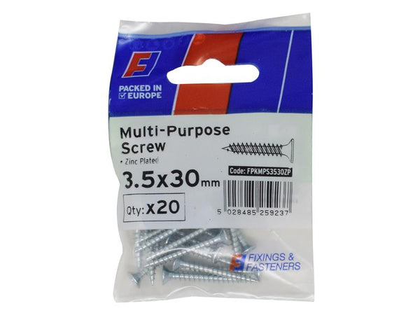 Multi-Purpose Pozi Screw CSK ST ZP 3.5 x 30mm ForgePack 20