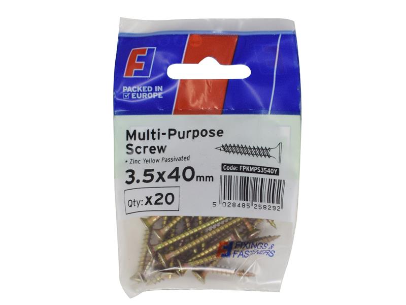 Multi-Purpose Pozi Screw CSK ST ZYP 3.5 x 40mm ForgePack 20