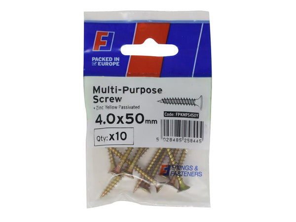 Multi-Purpose Pozi Screw CSK ST ZYP 4.0 x 50mm ForgePack 10