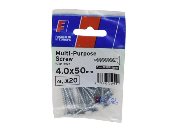 Multi-Purpose Pozi Screw CSK ST ZP 4.0 x 50mm ForgePack 10