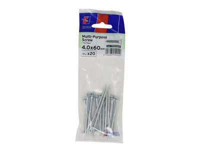 Multi-Purpose Pozi Screw CSK ST ZP 4.0 x 60mm ForgePack 20