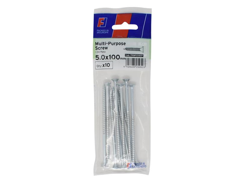 Multi-Purpose Pozi Screw CSK ST ZP 5.0 x 100mm ForgePack 10