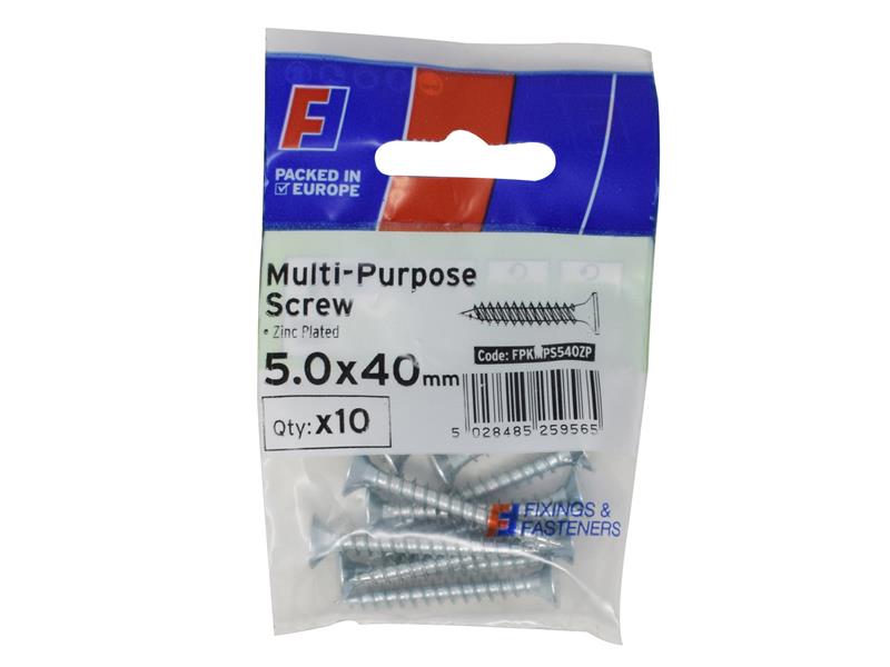 Multi-Purpose Pozi Screw CSK ST ZP 5.0 x 40mm ForgePack 10