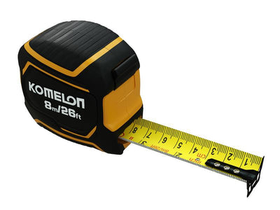 Komelon Extreme 8m/26ft tape measure with 32mm wide blade and 3.7m stand-out