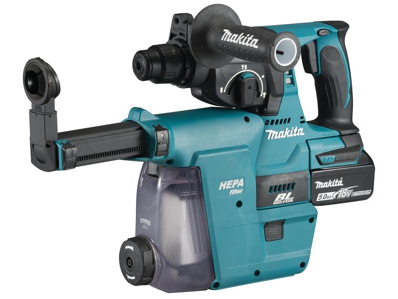 DHR242RTJW SDS Plus BL Hammer Drill + Extractor 18V 2 x 5.0Ah Li-ion