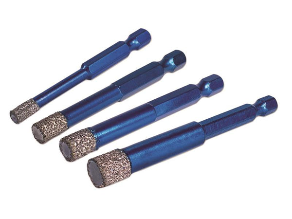 XCEL Grade Wax Filled (Hex Fit) Tile Drill Bit Set, 4 Piece