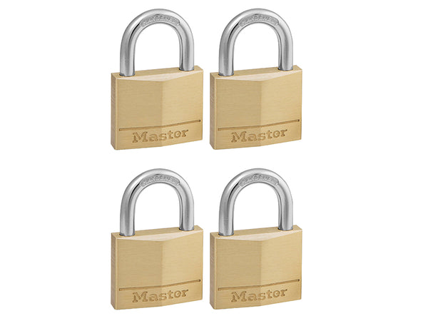 Solid Brass 40mm Padlock 4-Pin - Keyed Alike x 4