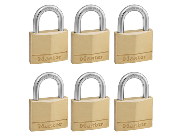 Solid Brass 40mm Padlock 4-Pin - Keyed Alike x 6