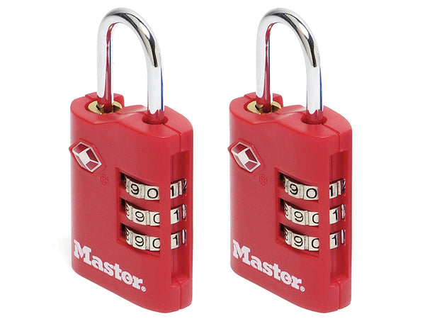 TSA 3-Digit Combination Zinc 30mm Padlock x 2