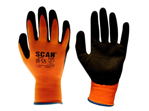 Hi-Vis Orange Foam Latex Coated Gloves - XXL (Size 11)
