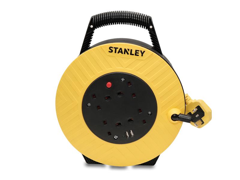 Semi-Enclosed Cable Reel 240V 13A 4-Socket + 2 USB 7.5m