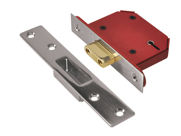 StrongBOLT 2105S Stainless Steel 5 Lever Mortice Deadlock 81mm 3in Visi
