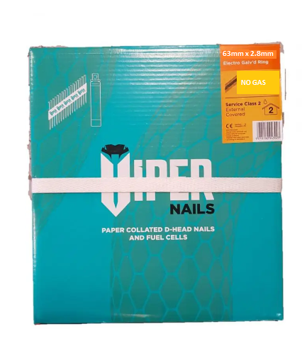 Viper 63mm x 2.8mm Ring Shank Galvanised Nails No Gas Pack - VVV6328VIPERNG