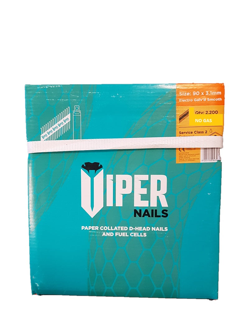 Viper 90mm x 3.1mm Smooth Shank Galvanised Nails No Gas Pack - VVV9031VIPERNG