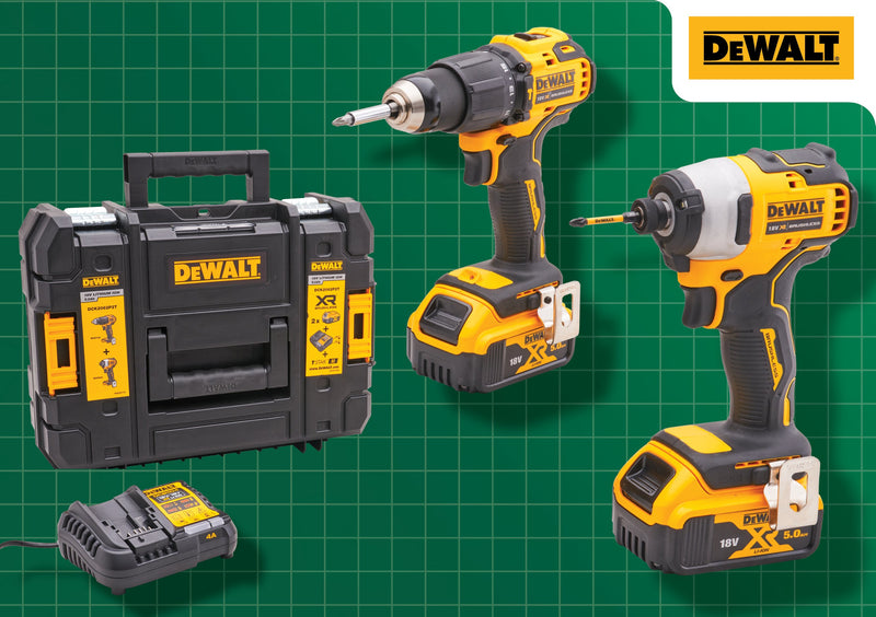 DEWALT 18V Combi Drill & Impact Driver with 2 X 5Ah Li-ion Batteries