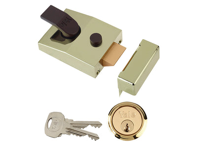 89 Deadlock Nightlatch 60mm Backset Brasslux Finish Box