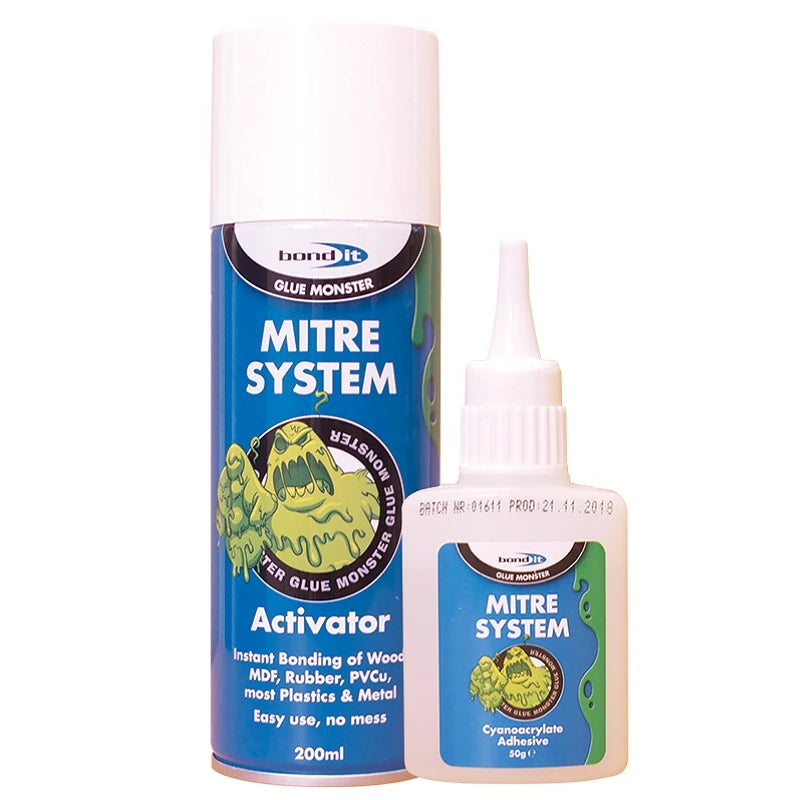 Bond-it Mitre Kit HV Superglue & Activator - 50g Glue + 200ml Activator