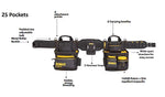 DeWalt DWST40603-1 Pro Tool Rig | 25 Pocket Padded Tool Belt with Pouches & Hammer Loops