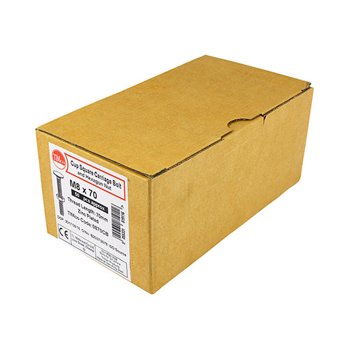 TIMCO Carriage Bolts DIN603 & Hex Full Nuts DIN934 Silver - M12 x 130