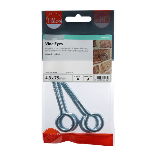 TIMCO Vine Eyes Silver - 75mm