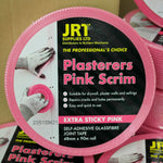 JRT pink extra sticky plasterers scrim tape roll, front view