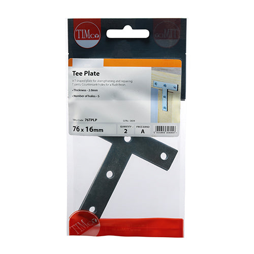TIMCO Tee Plates Silver - 76 x 76 x 16