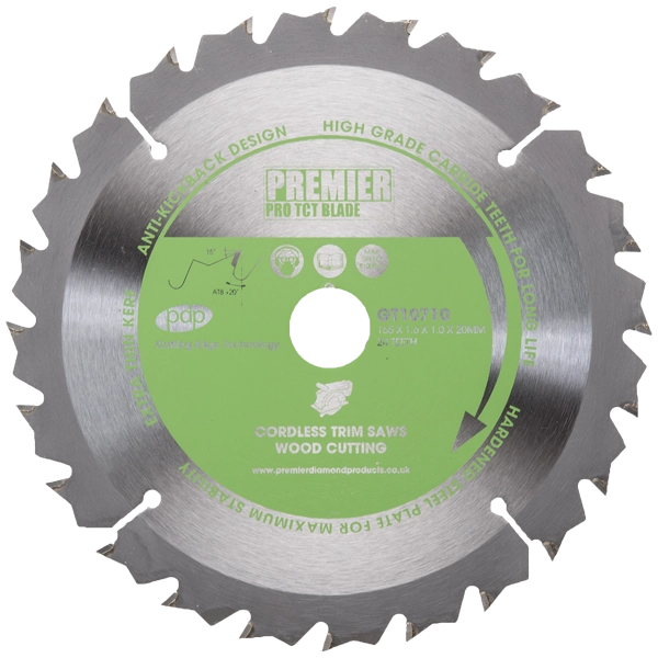 P5-TRIM 165X1.6X1.0X15.87MM 24T TCT CORDLESS WOOD BLADE