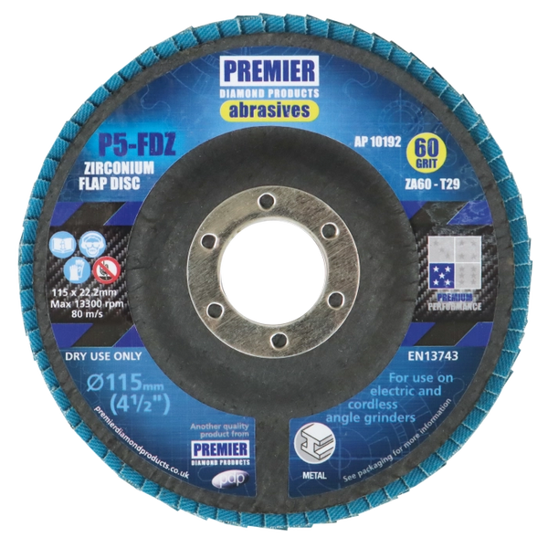 P5-FDZ (BOX 10) 125X22.2 Z80 ZIRCONIUM FLAP DISC