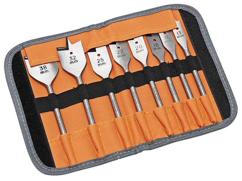 9529 S8 Flat Bit Set in Roll Case, 8 Piece