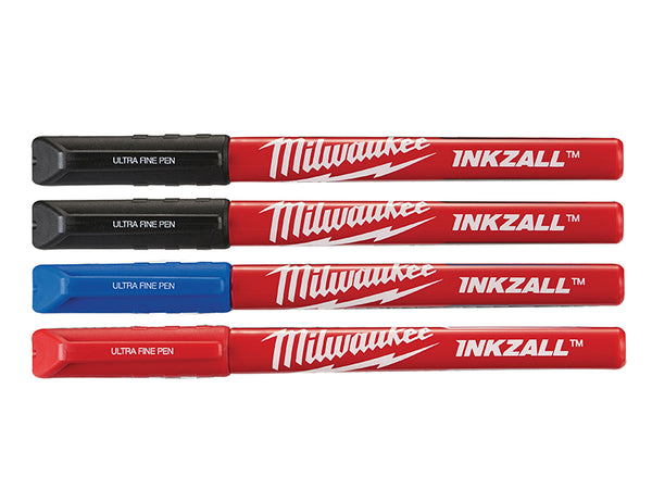 INKZALL™ Ultra Fine Tip Pen Assorted Colours (Pack 4)