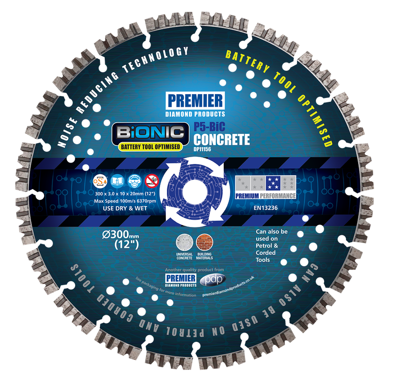 P5-BiC 300 x 3.0 x 10 x 20 BiONIC Concrete Blade