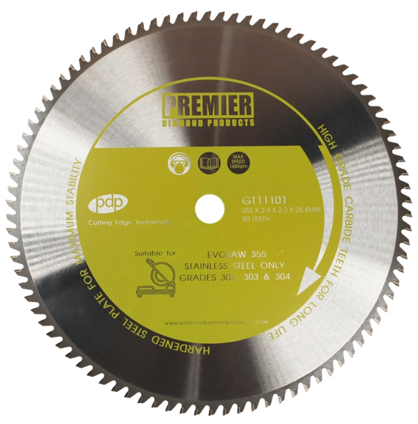 P5-STAINLESS355 355 X 2.4 X 2.0 X 25.4mm 90T TCT Stainless Steel