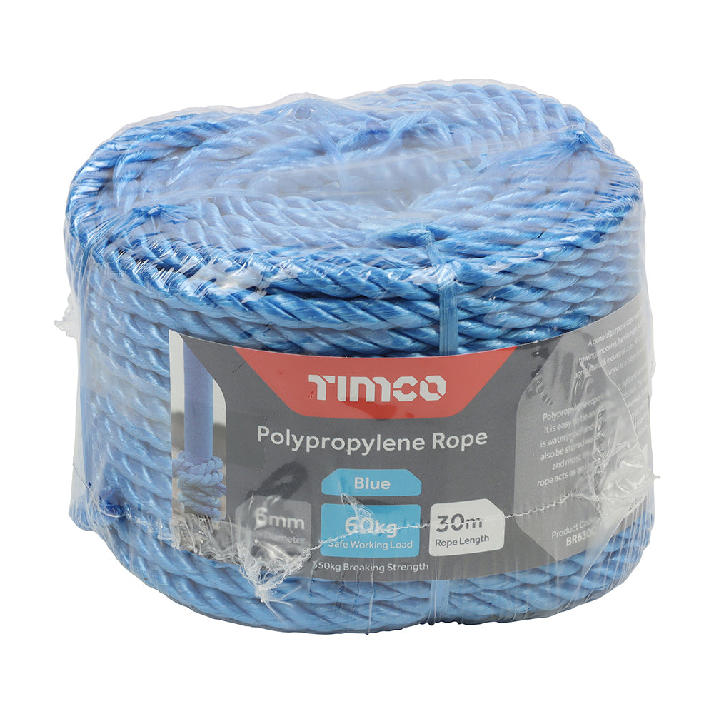 TIMCO Blue Polypropylene Rope Coil - 6mm x 30m
