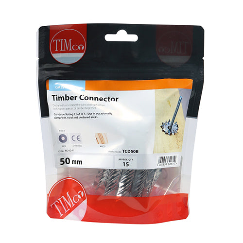 TIMCO Double Sided Timber Connectors Galvanised - 50mm / M12
