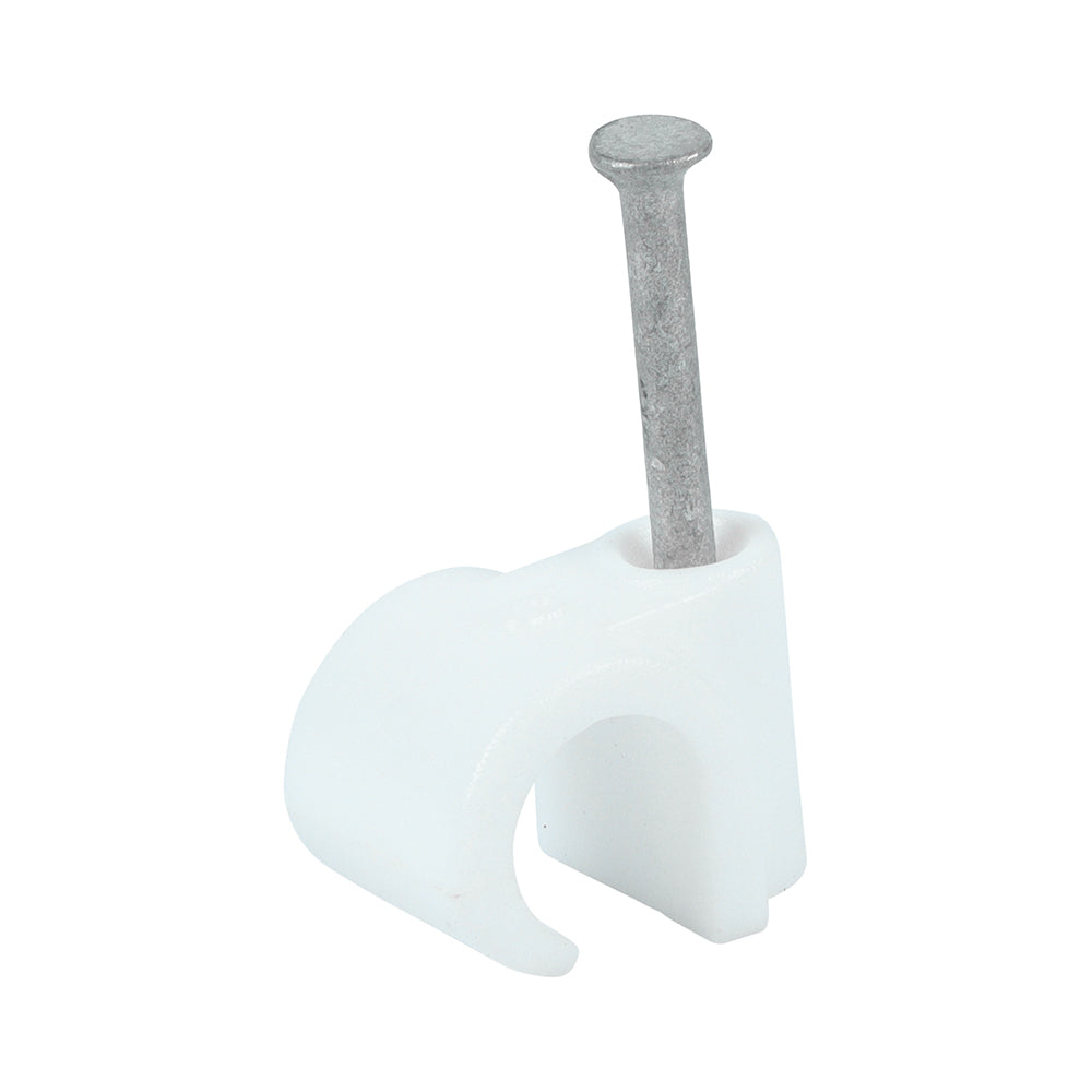 TIMCO Round Cable Clips White - To fit 9.0mm