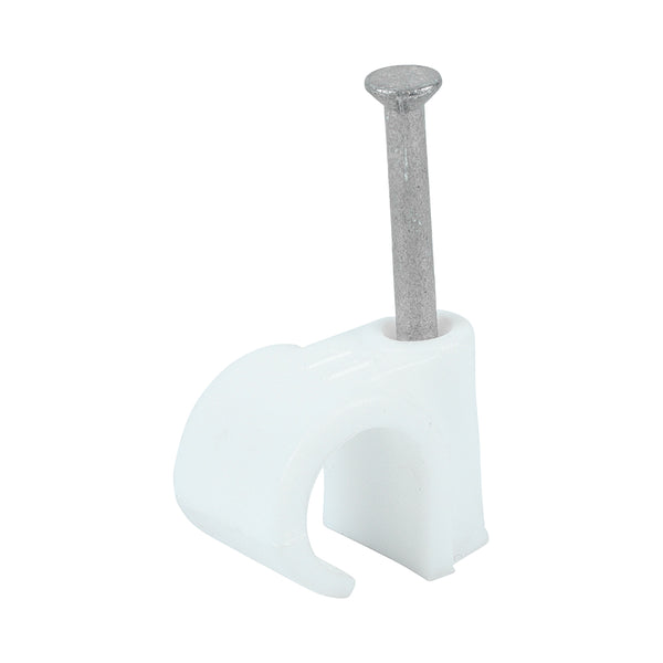 TIMCO Round Cable Clips White - To fit 11.0mm