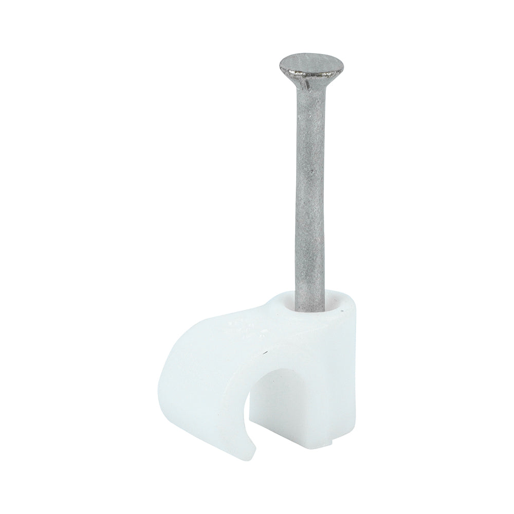 TIMCO Round Cable Clips White - To fit 6.0mm