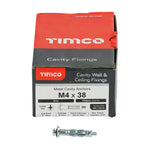 TIMCO Metal Cavity Anchors Silver - M4 x 38 (45mm Screw)