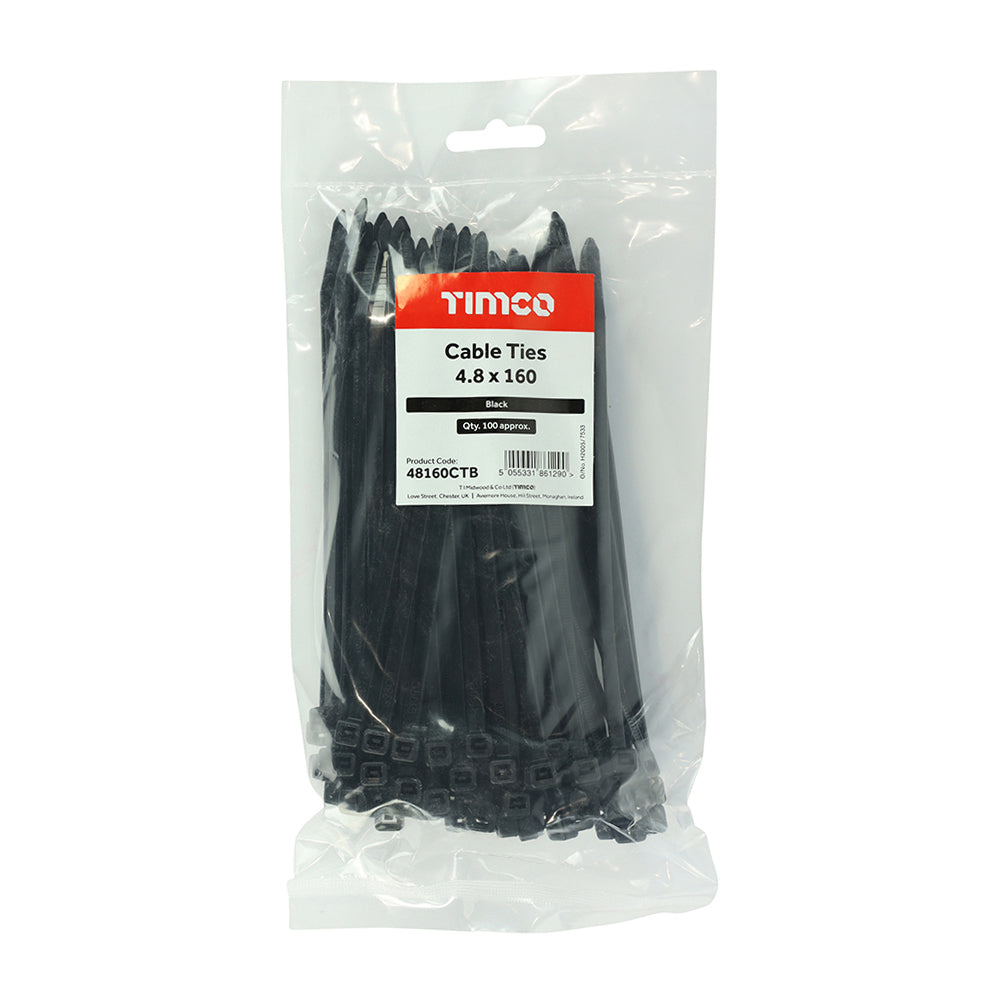 TIMCO Cable Ties Black - 4.8 x 160