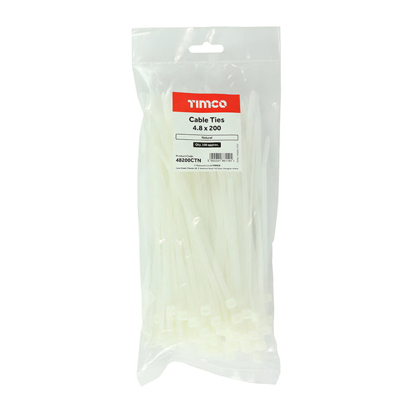 TIMCO Cable Ties Natural - 4.8 x 200